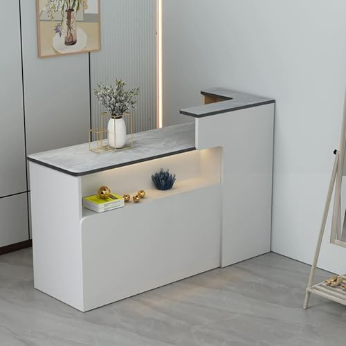 Kompakter grauer Empfangstisch mit abschließbarer Schublade, vielseitiger Büro- und Einzelhandelstisch, Stehpult für Empfangsbereiche (99,8 x 49,8 x 99,8 cm), perfekt für kleine Räume und moderne von Generisch