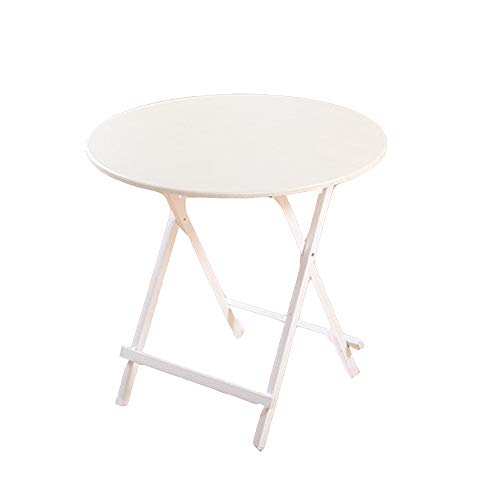 Kompakter runder klappbarer Gartentisch aus Holz – kleine Größe – vielseitige Outdoor-Möbel – Weiß – ideal für Terrasse, Balkon oder Hinterhof (60 x 55 cm) von Generisch