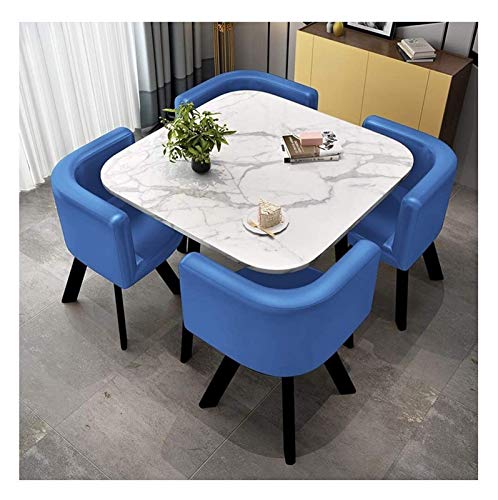 Kompaktes blaues Konferenztisch-Set mit 1 Tisch und 4 Stühlen – ideal für Büro, Empfang, Esszimmer, Wohnzimmer und Küche – stilvolle und vielseitige Möbelkombination Kompaktes blaues Konferenztisch-Set mit 1 Tisch und 4 Stühlen – ideal für Büro, Empfang, Esszimmer, Wohnzimmer und Küche – stilvolle und vielseitige Möbelkombination von Generisch