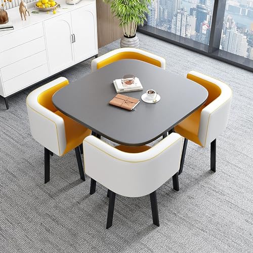 Kompaktes rundes Esstisch-Set für 4 Personen – platzsparender Küchentisch & Stuhl-Set, modernes Design, perfekt für kleine Räume, Stil 3 von Generisch