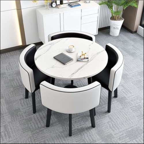 Kompaktes rundes Esstisch-Set mit 4 Stühlen, platzsparendes Design für Büro und Empfangsräume, ideal für kleine Räume, 89,9 cm Kompaktes rundes Esstisch-Set mit 4 Stühlen, platzsparendes Design für Büro und Empfangsräume, ideal für kleine Räume, 89,9 cm von Generisch