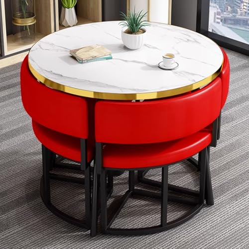 Kompaktes rundes Esstisch-Set mit Stühlen für kleines Büro, Empfang oder Club, ideal für Meetings und platzsparend Kompaktes rundes Esstisch-Set mit Stühlen für kleines Büro, Empfang oder Club, ideal für Meetings und platzsparend von Generisch