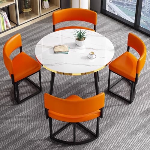 Kompaktes rundes Esstisch-Set mit Stühlen für kleines Büro, Empfang oder Club, ideal für Meetings und platzsparend Kompaktes rundes Esstisch-Set mit Stühlen für kleines Büro, Empfang oder Club, ideal für Meetings und platzsparend von Generisch
