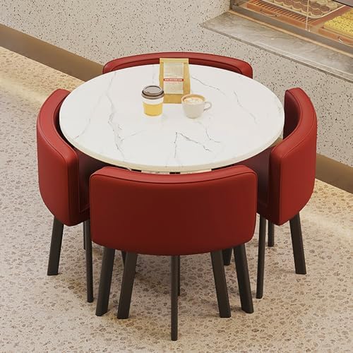 Kompaktes rundes Tisch-Set mit Stühlen, platzsparendes Design für Konferenzen, Esszimmer und Wohnzimmer von Generisch