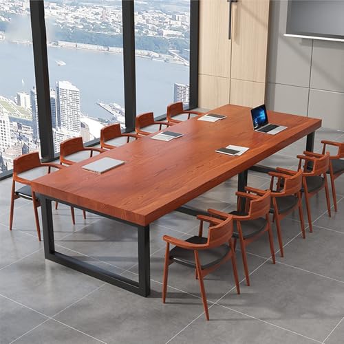 Konferenztisch aus Holz im Industriestil mit schwarzen Metallbeinen, langer rechteckiger Schreibtisch für Restaurant, Küche, Büro, Platz für 5-10 Personen Konferenztisch aus Holz im Industriestil mit schwarzen Metallbeinen, langer rechteckiger Schreibtisch für Restaurant, Küche, Büro, Platz für 5-10 Personen von Generisch