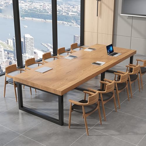 Konferenztisch aus Holz im Industriestil mit schwarzen Metallbeinen, langer rechteckiger Schreibtisch für Restaurant, Küche, Büro, Platz für 5-10 Personen Konferenztisch aus Holz im Industriestil mit schwarzen Metallbeinen, langer rechteckiger Schreibtisch für Restaurant, Küche, Büro, Platz für 5-10 Personen von Generisch
