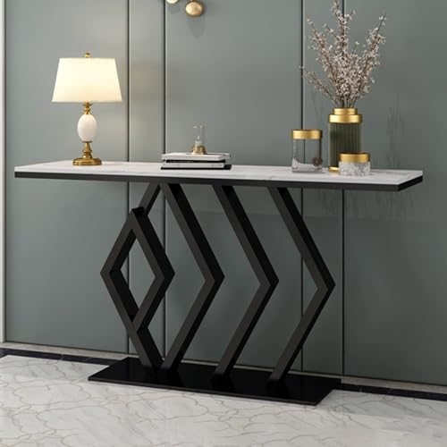 Konsolentisch, 149,9 cm, Sofatisch mit geometrischem Metallfuß und Marmorplatte, stilvolle Möbel für Wohnzimmer und Schlafzimmer von Generisch