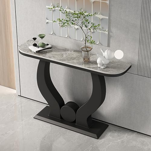 Konsolentisch, moderner Eingangstisch aus Kunstmarmor, Akzenttisch mit Metallfuß, vielseitige Aufbewahrungslösung für Eingangsbereich oder Wohnzimmer von Generisch