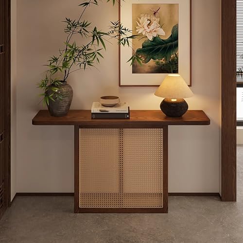 Konsolentisch - Holz T-Form Sofatisch mit geometrischen Metallbeinen, schmaler Eingangsschreibtisch für Flur & Wohnzimmer, rustikales Finish Konsolentisch - Holz T-Form Sofatisch mit geometrischen Metallbeinen, schmaler Eingangsschreibtisch für Flur & Wohnzimmer, rustikales Finish von Generisch