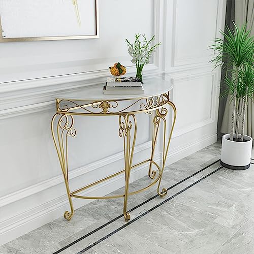Konsolentisch Modern - Metallrahmen Halbkreis Eingangstisch für Wohnzimmer, Flur, kleine Räume, einfach zu montieren von Generisch