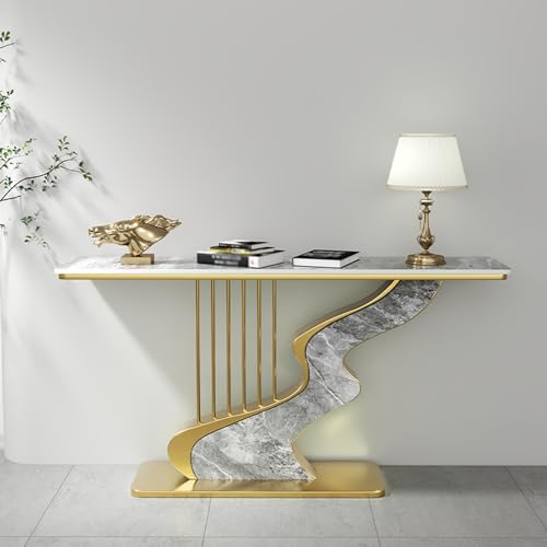 Konsolentisch für Eingangsbereich, moderner Foyertisch mit geometrischem Metallfuß, Akzenttisch für Wohnzimmer, einfache Montage Konsolentisch für Eingangsbereich, moderner Foyertisch mit geometrischem Metallfuß, Akzenttisch für Wohnzimmer, einfache Montage von Generisch