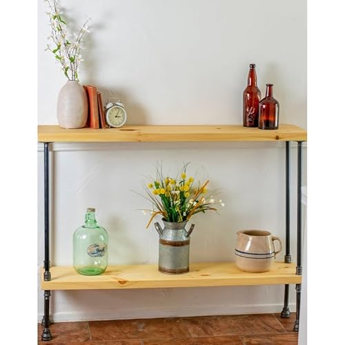 Konsolentisch im Industriestil, hoher Eingangstisch mit Ablage, Bauernhaus-Vintage-Design, Eisenrohre und Holzregale, perfekt für Wohnzimmer oder Flur von Generisch