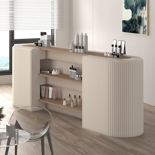 Konsolentisch klappbar mit Ablagen Klapptisch Arbeitstisch Bürotisch für Homeoffice Wohnzimmer Eingangsbereich Messe Flur (L350 x B58 x H68 cm) von Generisch