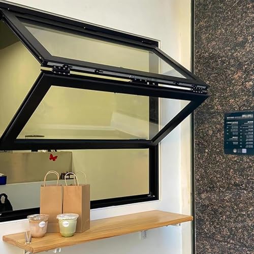 Konzessionsständer aus gehärtetem Glas, 5 mm, bündig montiert, Klappfenster mit Verriegelungsgriff für Cafés und Küche (81 x 112 cm) – sicheres Design von Generisch