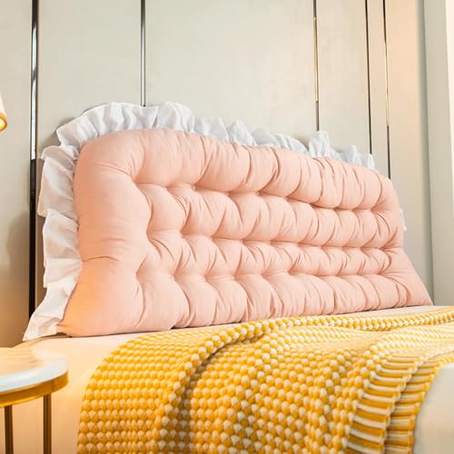 Kopfteilkissen King Size Doppel-EinzelbettRücken-Lesekissen mit Befestigungsbändern - Großes Lendenwirbelpolster-Rückenstützen-Positionierungskissen für Bett-Sofa-Erwachsene(Size:120X50X5cm,Color:Pink Kopfteilkissen King Size Doppel-EinzelbettRücken-Lesekissen mit Befestigungsbändern - Großes Lendenwirbelpolster-Rückenstützen-Positionierungskissen für Bett-Sofa-Erwachsene(Size:120X50X5cm,Color:Pink von Generisch