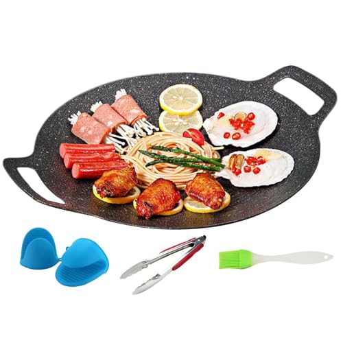 Koreanische Barbecue Grillpfanne - Gusseiserne Grillpfanne Für Herd Mit Griffen,Grillzubehör Mit Grillbürste Grillhandschuhe Und Grillzange,Für Induktion Elektroherd Koreanische Barbecue Grillpfanne - Gusseiserne Grillpfanne Für Herd Mit Griffen,Grillzubehör Mit Grillbürste Grillhandschuhe Und Grillzange,Für Induktion Elektroherd von Generisch