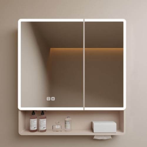 Kosmetikspiegelschrank mit LED-Beleuchtung, beschlagfrei, mit Touch-Schalter, offenem Regal und Papierloch für die Aufbewahrung von Kosmetikartikeln Kosmetikspiegelschrank mit LED-Beleuchtung, beschlagfrei, mit Touch-Schalter, offenem Regal und Papierloch für die Aufbewahrung von Kosmetikartikeln von Generisch