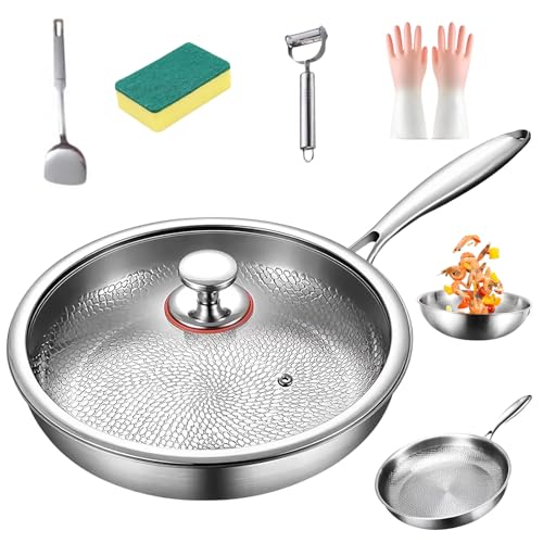 Kovali Titan Bratpfanne, Mosman Titanium Nutri Pan Pro Generation 2 (2025), 26/28/30/32/34 cm Dicke, Ultra-langlebige/Kratzfeste/Unbeschichtete/Antihaftbeschichtete Edelstahlpfanne (32cm) von Generisch