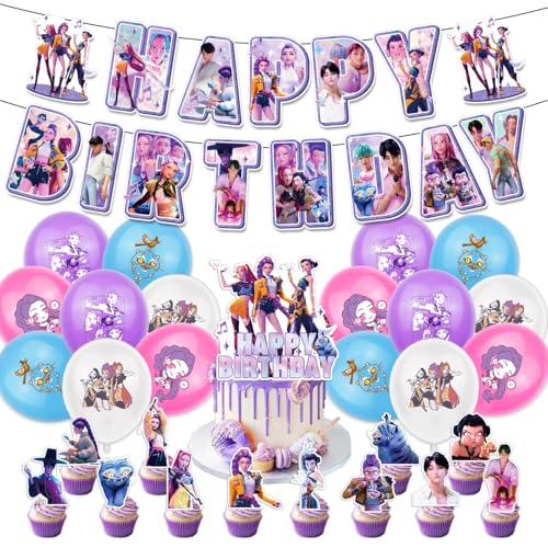 𝗞𝗽𝗼𝗽 𝗗𝗲𝗺𝗼𝗻 𝗛𝘂𝗻𝘁𝗲𝗿𝘀 Geburtstags Deko Huntrix Kuchen Topper Cupcake Toppers Banner Party Kpop Hunters Dekorationen Festliche Atmosphäre Zubehör für Kinder Fan 𝗞𝗽𝗼𝗽 𝗗𝗲𝗺𝗼𝗻 𝗛𝘂𝗻𝘁𝗲𝗿𝘀 Geburtstags Deko Huntrix Kuchen Topper Cupcake Toppers Banner Party Kpop Hunters Dekorationen Festliche Atmosphäre Zubehör für Kinder Fan von Generisch