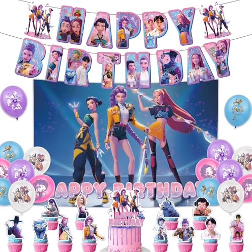 𝗞𝗽𝗼𝗽 𝗗𝗲𝗺𝗼𝗻 𝗛𝘂𝗻𝘁𝗲𝗿𝘀 Geburtstags Deko Huntrix Kuchen Topper Cupcake Toppers Banner Party Kpop Hunters Dekorationen Festliche Atmosphäre Zubehör für Kinder Fan 𝗞𝗽𝗼𝗽 𝗗𝗲𝗺𝗼𝗻 𝗛𝘂𝗻𝘁𝗲𝗿𝘀 Geburtstags Deko Huntrix Kuchen Topper Cupcake Toppers Banner Party Kpop Hunters Dekorationen Festliche Atmosphäre Zubehör für Kinder Fan von Generisch