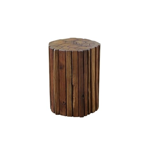 Kreativer Niedriger Hocker aus Massivholz, rustikaler Holz-Beistelltisch, Wurzelschnitz-Blumenregal und Bank, einzigartiges rundes Patchwork-Design für Heimdekoration und Garten von Generisch