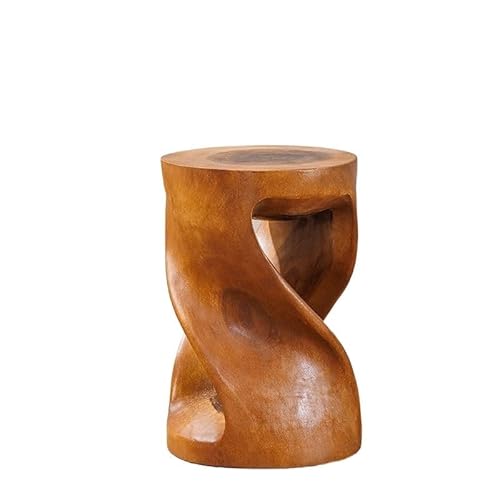 Kreativer Niedriger Hocker aus Massivholz, rustikaler Holz-Beistelltisch, Wurzelschnitzerei, dekorativer Hocker, vielseitiges Blumenregal und Bank, perfekt für Heimdekoration (dunkles Finish) von Generisch