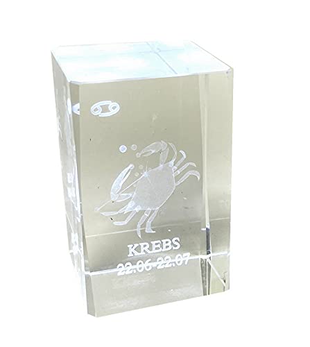 Krebs 3D Glas Kristall Quader XL Sternzeichen im Hochformat - von WWW.Vienna-Fashion.at - Wien Österreich Austria - Setzkasten Deko Vitrine (Krebs) von Generisch