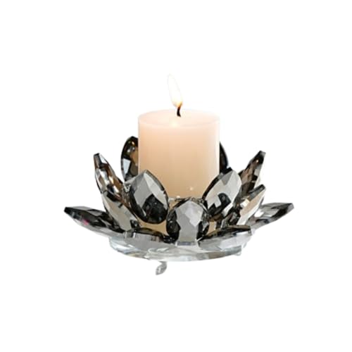 Kristall-Lotus-Kerzenhalter, klare Figuren, Glas-Teelichter, Kerzenständer, Geschenk, Party-Dekoration, Glastisch, Tafelaufsätze, Geschenk, Heimdekoration (Stil 12) von Generisch