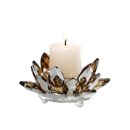 Kristall-Lotus-Kerzenhalter, klare Figuren, Glas-Teelichter, Kerzenständer, Geschenk, Party-Dekoration, Glastisch, Tafelaufsätze, Geschenk, Heimdekoration (Stil 9) von Generisch