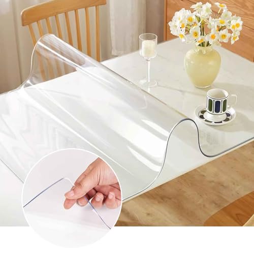Kristallklare Kunststoff-Tischabdeckung, Schutzmatte, auslaufsicher, einfache flache PVC-Schreibtischunterlage, 2 mm dick, rechteckig, Vinyl-Tischschutzfolie Kristallklare Kunststoff-Tischabdeckung, Schutzmatte, auslaufsicher, einfache flache PVC-Schreibtischunterlage, 2 mm dick, rechteckig, Vinyl-Tischschutzfolie von Generisch