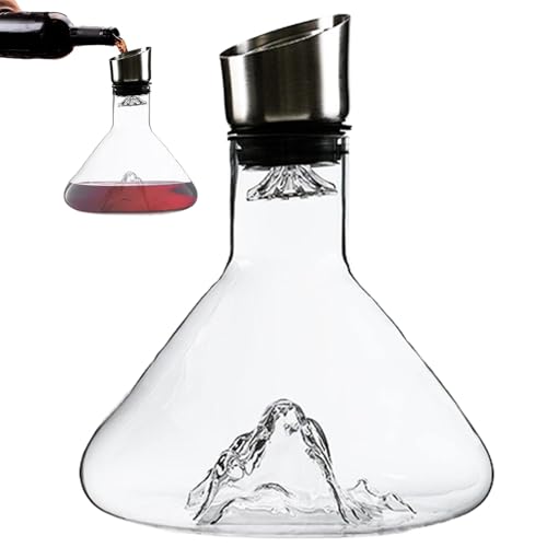 Kristallklarer Weindekanter, 1500 ml Weindekanter mit Belüfter, Glas-Rotweindekanter mit großem Fassungsvermögen, kreative Rotweinkaraffe mit integriertem Spender, einzigartiger Weindekanter von Generisch