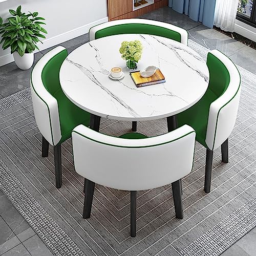Küche Frühstück Bar Tisch und Stuhl Set Esstisch Runder Tisch Weiche Rückenlehne Sitz Moderne Möbel Kaffee Küche Platzsparende Möbel Büro Konferenztische (Farbe: Grün und Weiß von Generisch