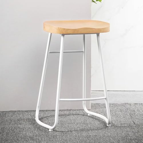 Küchen-Barhocker, Massivholz mit Metallbeinen, rückenfrei, rustikales Sattelsitz-Design für Kücheninsel oder Esszimmer von Generisch