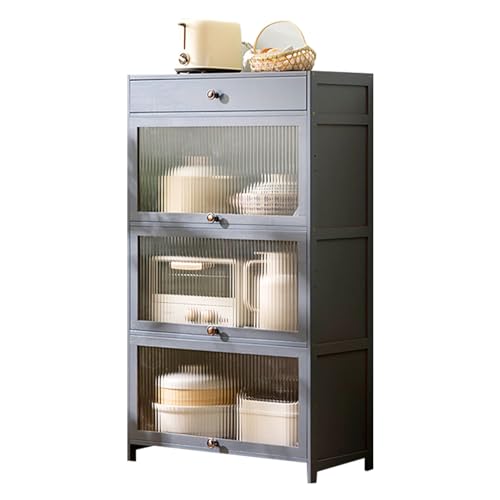 Küchen-Buffetschrank mit Weinregal und großer Speicherkapazität, grau, starke Tragkraft, 70 x 32 x 117 cm Küchen-Buffetschrank mit Weinregal und großer Speicherkapazität, grau, starke Tragkraft, 70 x 32 x 117 cm von Generisch