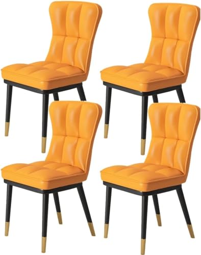 Küchen-Esszimmer-Möbelstühle aus PU-Leder, Esszimmerstuhl-Set, hohe Rückenlehne, weicher Sitz, weich gepolsterter Sitz, Küchenstuhl mit Metallstuhlbeinen, Küchenstuhl (Farbe: Orange) von Generisch