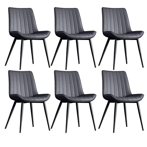 Küchen-Esszimmerstühle 6er-Set – wasserdichte Seitenstühle aus PU-Leder mit Metallbeinen für Esszimmer, Wohnzimmer und Lounge von Generisch