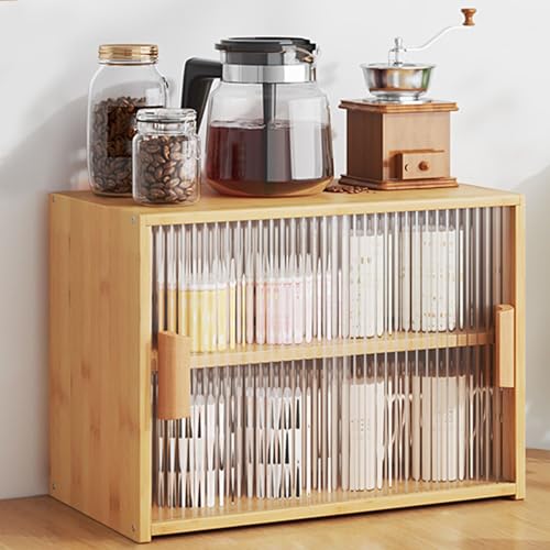 Küchen-Sideboard, Bambus, Küche, Speisekammer, für Küche, Wohnzimmer, Esszimmer, Schlafzimmer, mit Schiebetüren, Arbeitsplatten-Aufbewahrungsschrank von Generisch