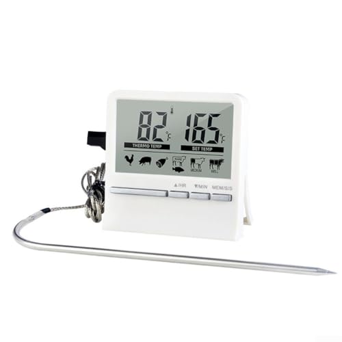 Küchen-Temperaturtester mit Timer-Funktion und Celsius/Fahrenheit-Umwandlung für verschiedene Kochmethoden (weiß) von Generisch