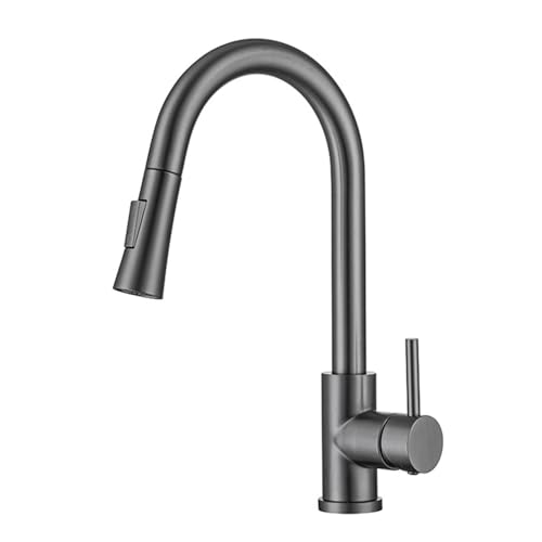 Küchenarmatur aus Edelstahl mit herausziehbarem Sprüher, Einhandgriff, 2 Wassermodi, heiß & kalt, schwenkbares Design, moderne graue Küchenspüle Mischbatterie Küchenarmatur aus Edelstahl mit herausziehbarem Sprüher, Einhandgriff, 2 Wassermodi, heiß & kalt, schwenkbares Design, moderne graue Küchenspüle Mischbatterie von Generisch