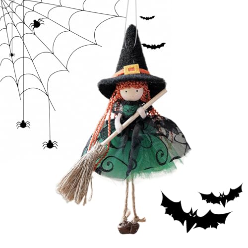 Küchenhexen Puppe - Halloween Deko Hexenbesen Puppe Zum Aufhängen - Foto Requisite Deko Ornament Sammlerstück Aufhängbar Für Fenster Garten Terrasse Wohnzimmer Wand von Generisch