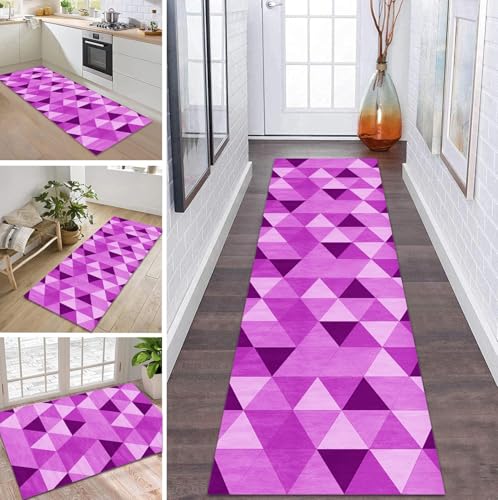 Küchenläufer, 120 x 300 cm, strapazierfähig, rutschfest, für Flurmatte, stilvoller Wohn- und Esszimmerteppich, perfekt als Heimdekoration und Bodenschutz, Violett Küchenläufer, 120 x 300 cm, strapazierfähig, rutschfest, für Flurmatte, stilvoller Wohn- und Esszimmerteppich, perfekt als Heimdekoration und Bodenschutz, Violett von Generisch