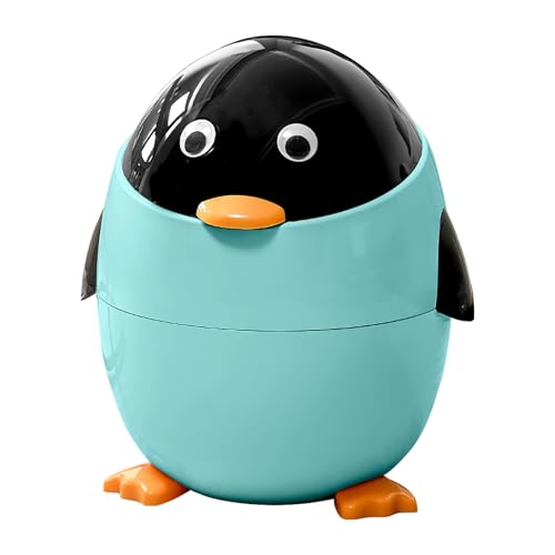 Küchenmüll kann | 13,78 Zoll Penguin Wastrohr tragbar | Moderner Tierbehälter Korb kompakt | Süßer Cartoon Müllbehälter mit Deckel für Schlafzimmer Schreibtisch Badezimmer Küchenautos Wohnungsbaudekor von Generisch