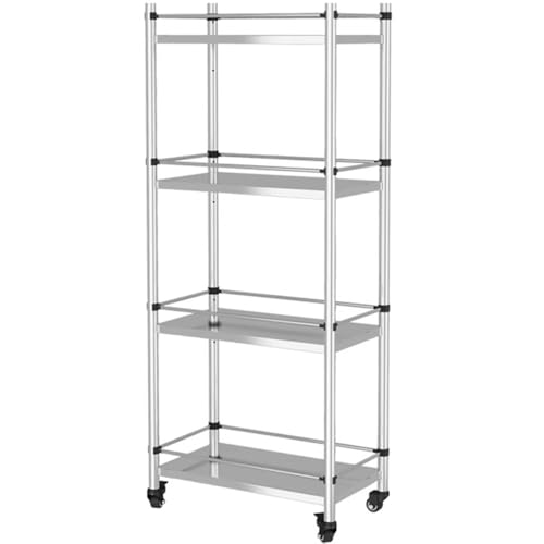 Küchenregal aus 304 Edelstahl, 5-lagig, robust, mit Rollen, Topf-Organizer und Regal (40 x 32 x 117 cm) von Generisch