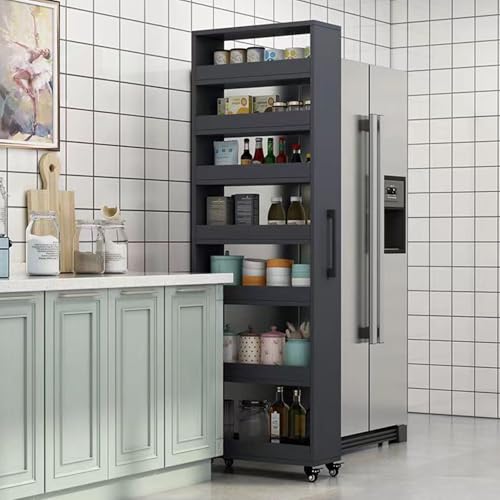 Küchenrollwagen mit Rollen, 7-stöckiges Standregal für kompakte Lagerung, freistehend, schmaler Buffet-Server, ideal für Zuhause, Küche, Bäcker, Schrank und Speisekammer von Generisch