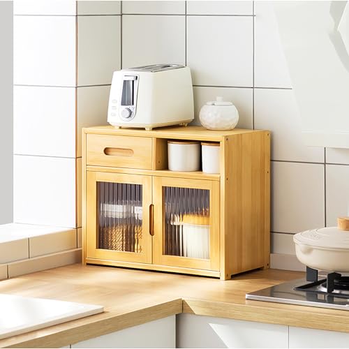 Küchenschrank, mehrschichtiges Sideboard mit Arbeitsplatte und Geschirraufbewahrung, braunes Finish von Generisch