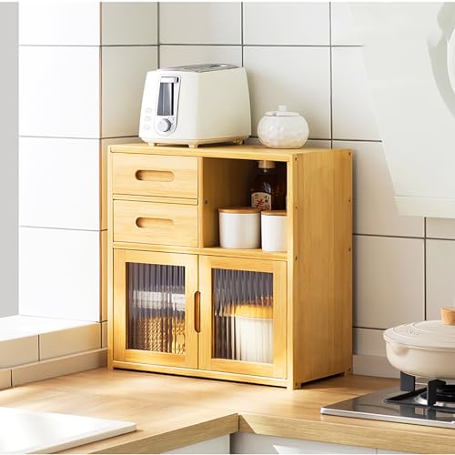 Küchenschrank – Multifunktionales Sideboard mit Arbeitsplatte und Gewürzregal, mehrschichtiger Geschirr-Organizer für Speisekammer und Tischplatte von Generisch
