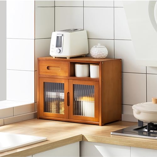 Küchenschrank – Multifunktionales Sideboard mit Arbeitsplatte und Gewürzregal, mehrschichtiger Geschirr-Organizer für Speisekammer und Tischplatte von Generisch