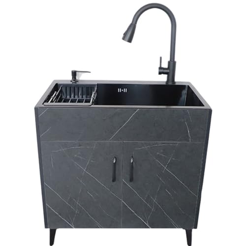 Küchenspüle aus Edelstahl mit ausziehbarem Wasserhahn, Ablagen und Ständer, perfekt für Zuhause, Restaurant und Hinterhof, langlebiges und stilvolles Konsolen-Design Küchenspüle aus Edelstahl mit ausziehbarem Wasserhahn, Ablagen und Ständer, perfekt für Zuhause, Restaurant und Hinterhof, langlebiges und stilvolles Konsolen-Design von Generisch