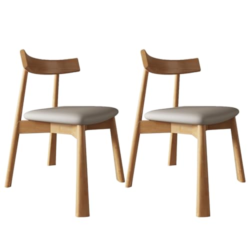 Küchenstühle 2er-Set, Mid-Century Modern Küchenstuhl, Bequeme gepolsterte Leder-Esszimmerstühle, Rückenlehne aus Massivholz, breites Kissen, ergonomisches Design, Esszimmerstühle f von Generisch