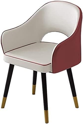Küchenstuhl, modern, PU-Leder, hohe Rückenlehne, gepolstert, weicher Sitz, Esszimmerstühle, Metallbeine, Wohnzimmerstühle (Farbe: Rot 1) von Generisch